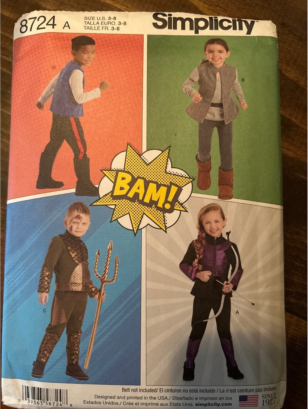 Simplicity 8724 Kids Costume Sewing Pattern Size 3-8